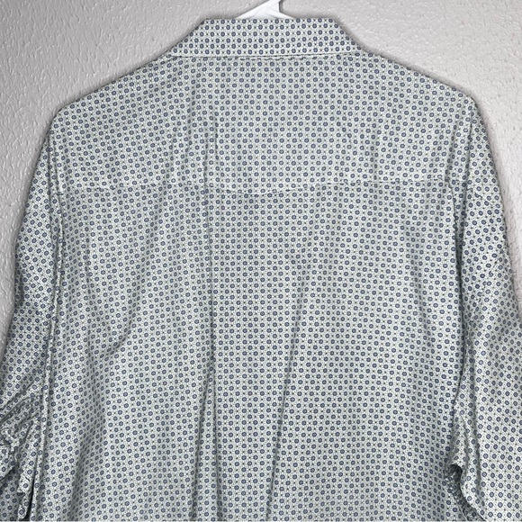 Rough Stock Mens 3XL Pearl Snap Shirt White Blue Green Printed Western Rodeo - Picture 10 of 12